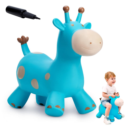 EVERICH TOY Giraffe Bouncy Horse Hopper for Toddlers, Bouncy Animals Jumping Horse, Inflatable Ride on Bouncer Hopping Toys Gifts for Boys and Girls 18 Months 2 3 4 5 6 Years Old
