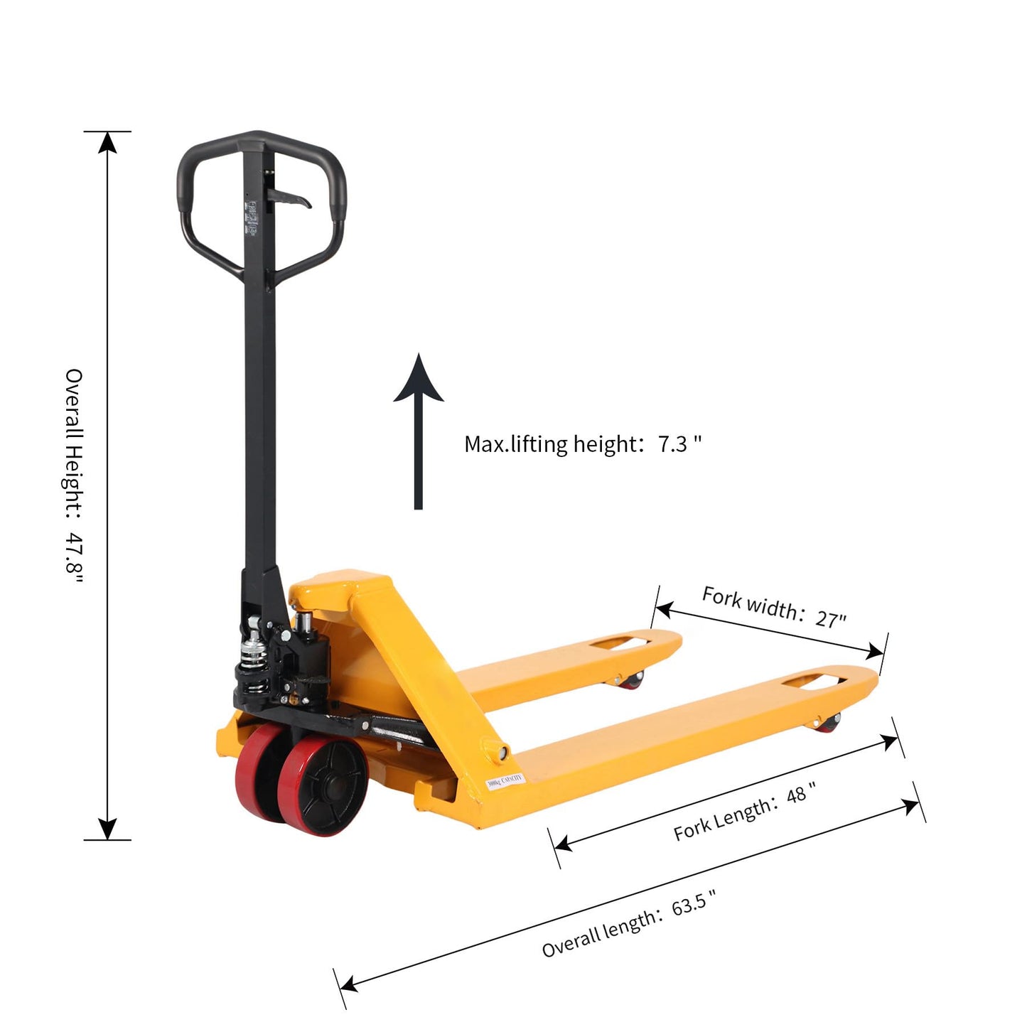 APOLLOLIFT Pallet Jack Truck, 5500lbs Capacity 27" W x 48" L Forks Manual Standard Duty Pallet Truck for Industrial Use-PU Wheel for Warehouse