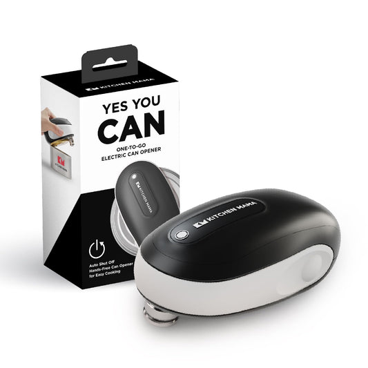 Kitchen Mama One-To-Go Electric Can Opener: One Touch, Auto Stop, Smooth Edge, Lid Lift, Safety, Automatic, Magnetic, Cordless, Battery Operated, Kitchen Appliance for Senior with Arthritis (White)