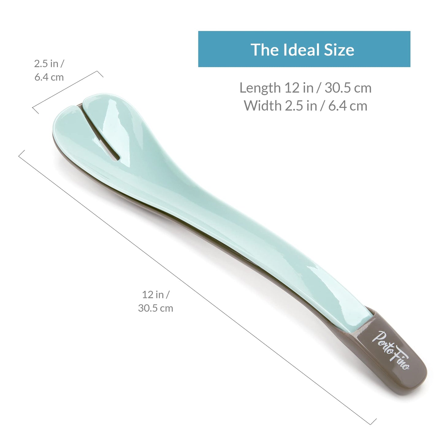 PortoFino Salad Tongs for Serving, Salad Serving Utensils, 2 in 1 Salad Tosser, Salad Serving Tools, Lightweight, Nesting Design Easy to Store, Dishwasher Safe, Plastic, Blue