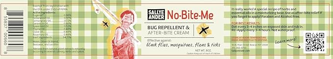 SALLYEANDER No Bite Me All-Natural Bug & Insect Repellent - Anti Itch Cream - 8 oz - Safe for Kids and Infants - Repels Mosquitoes, Black Flies, Fleas, and Ticks