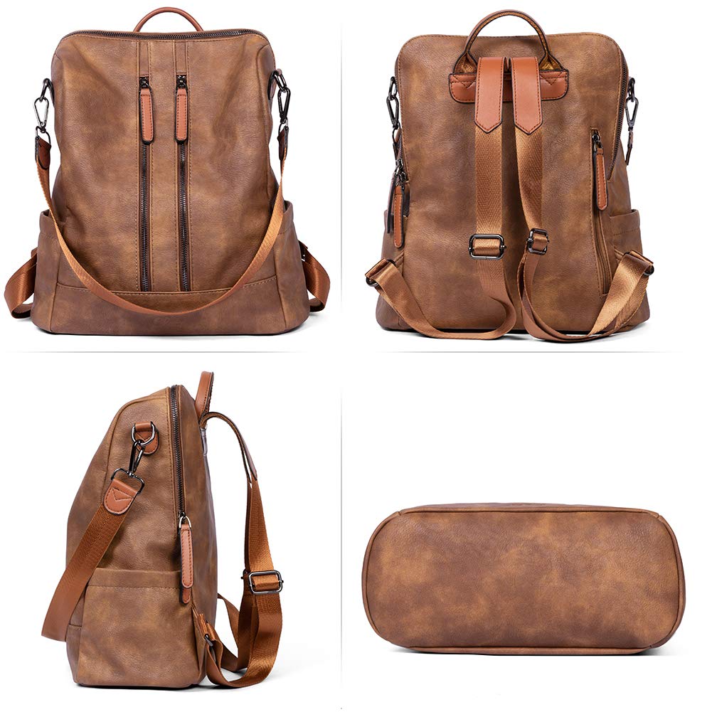 CLUCI Leather Backpack Purse for Women Convertible Large Travel Ladies Designer Fashion Casual Shoulder Bag