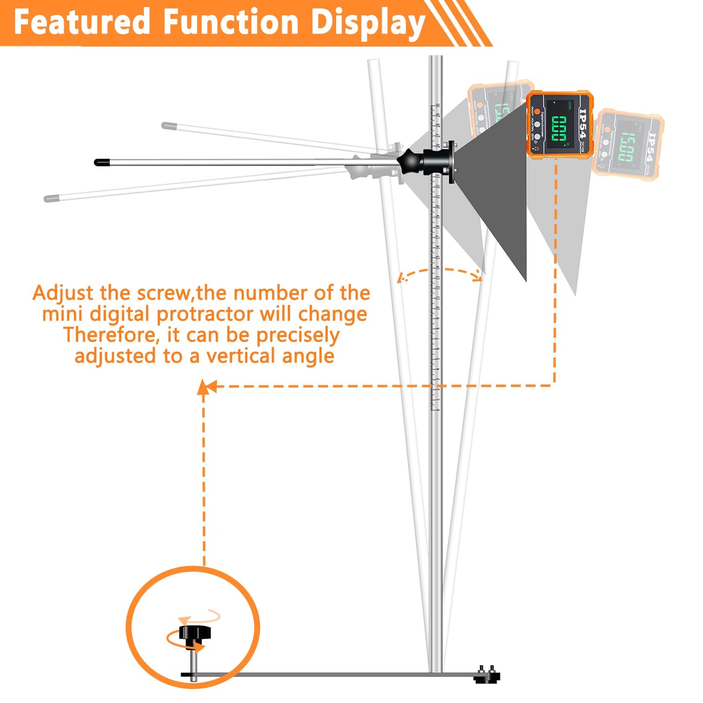 ADAS Calibration Tool 8.07"Outer Edge Reflector for Automobile Light & Heavy Vehicles with Digital Angle Finder,Assist Mirror and Reflective Board for Vehicle Centerline Alignment