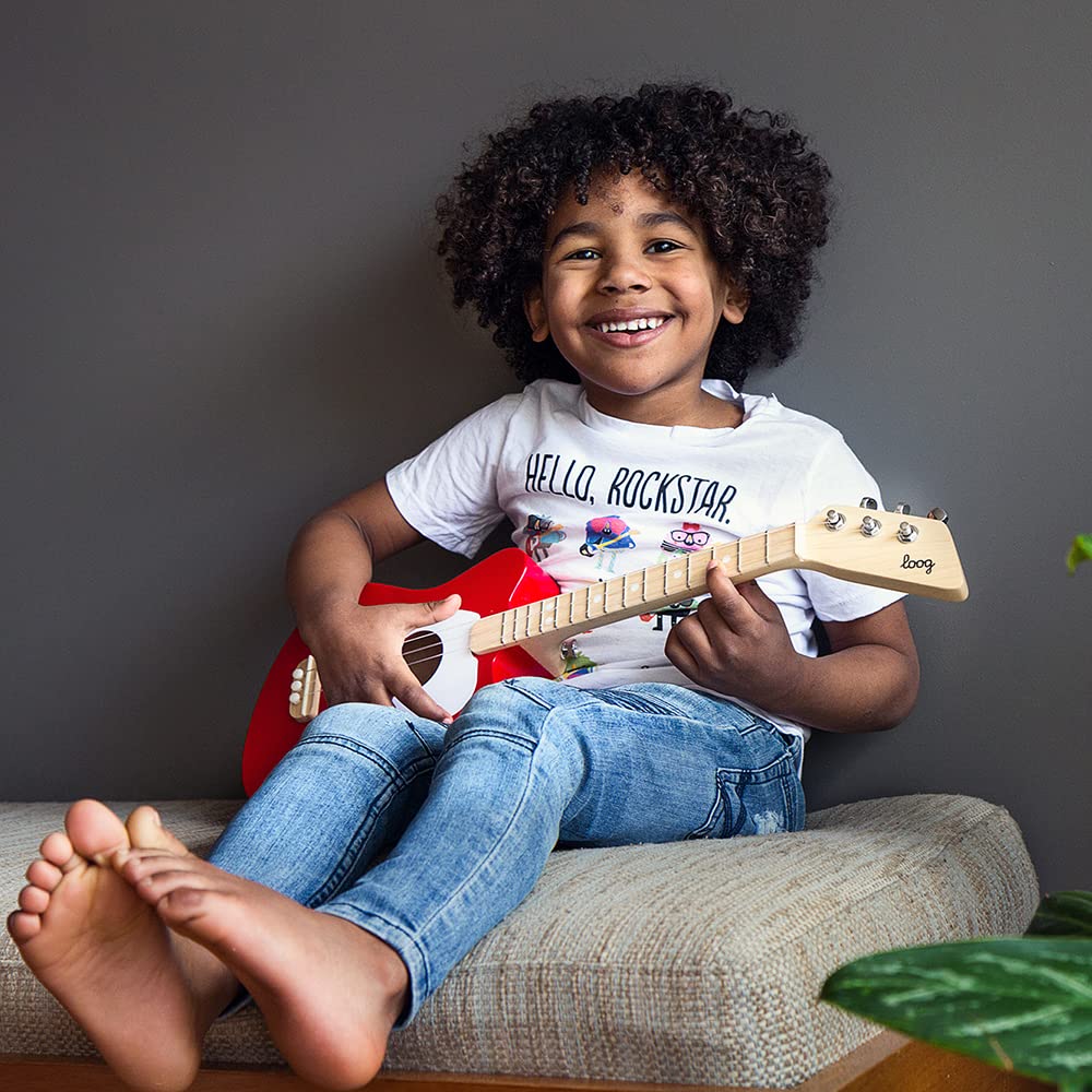 Loog Mini Acoustic kids Guitar for Beginners 3-strings Ages 3+ Learning app and lessons included