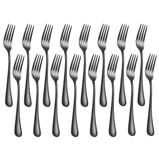 Black Forks 16 Pices Dinner Forks 8 Inches Food Grade forks stainless steel Table Forks Flatware Forks Mirror Polished Sturdy and Durable Dishwasher Safe Great for Home Kitchen or Restaurant
