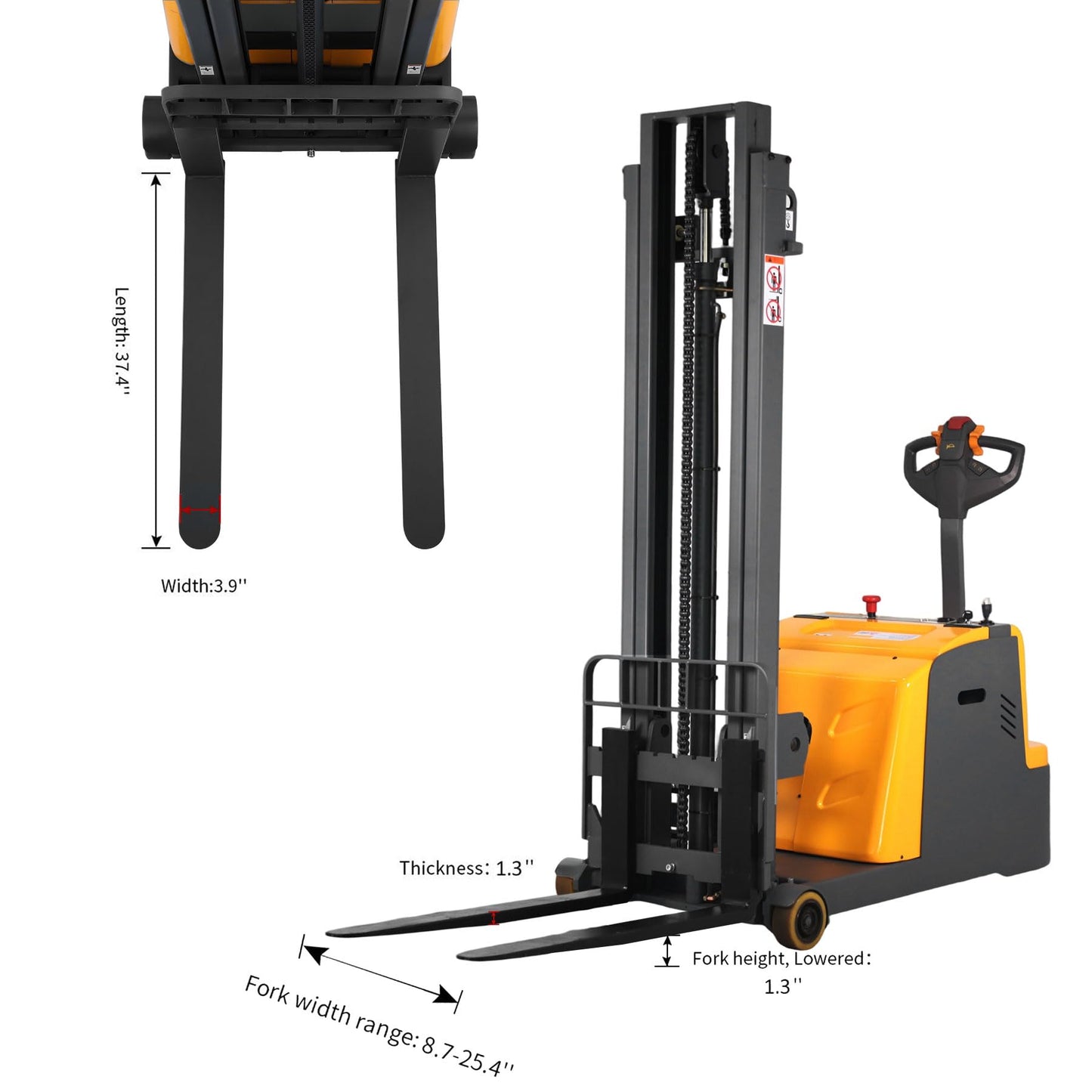 APOLLOLIFT Counterbalanced Electric Stacker 118" Lifting Height 2200lbs Capacity Material Lift