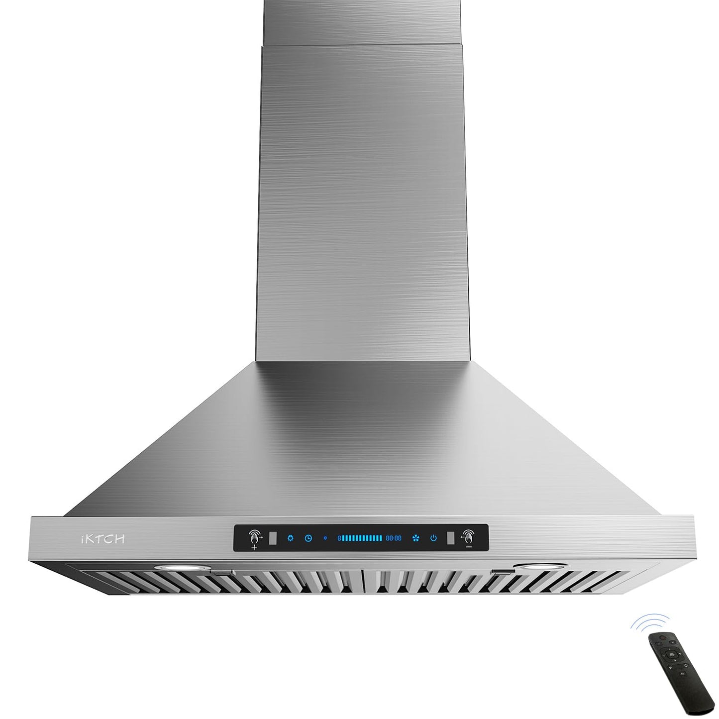 IKTCH 36-Inch Wall Mount Range Hood, Stainless Steel 900 CFM Kitchen Vent Hood, Ducted/Ductless Convertible, Gesture Sensing & Touch Control, Adjustable LED Lights 2 Pcs for Modern Kitchen