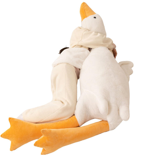 FIAEUGZKM Giant White Goose Plush Pillow, 74.8" Jumbo Fluffy Stuffed Animal Goose Hugging Body Pillow, Extra Large Soft Cuddly Plushy Birthday Gift Toy for Girls Kids Teens Adults, 6.23ft/190cm