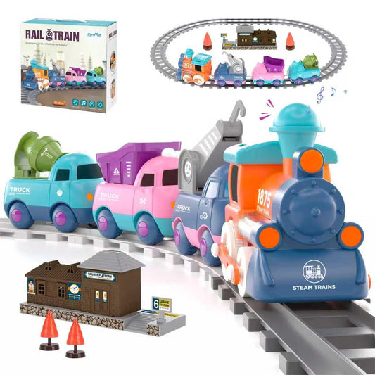 Dynffur Electric Train Set for Toddler 2-4, Control Music Train Toy with Light, Tracks, Toddler Toys for 2 3 4 5 Year Old Boy, Baby Toys for 2-5 Year Old Boy Birthday Gifts