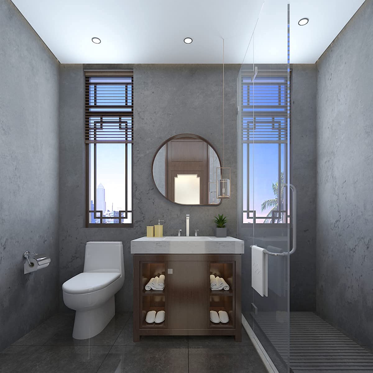 Magielif 32"x118" Dark Grey Black Concrete Wallpaper Peel and Stick Thick Vinyl Gray Concrete Contact Paper Waterproof Adhesive Matte Textured Faux Cement Wall Sticker for Bedroom Bathroom Kitchen