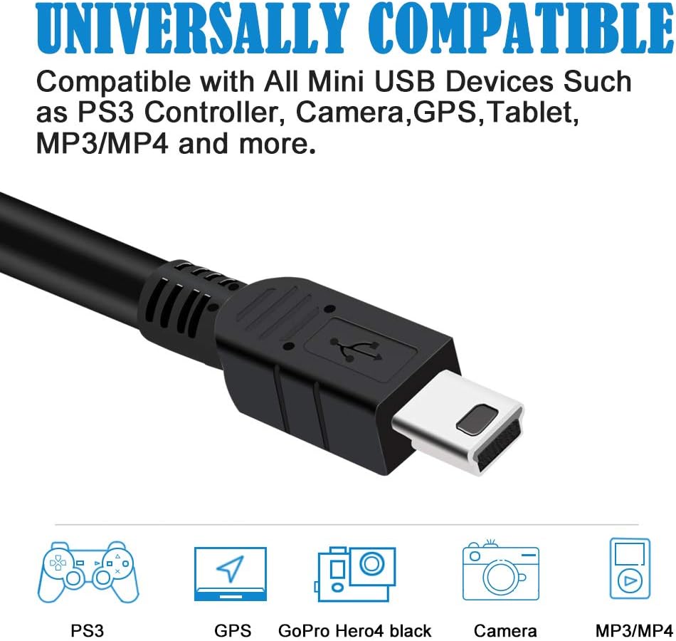 BestCH MP3/MP4 AV300 AV320 AV380 AV400 AV420 Mini USB Cable Compatible with Archos Player Data Sync Cord