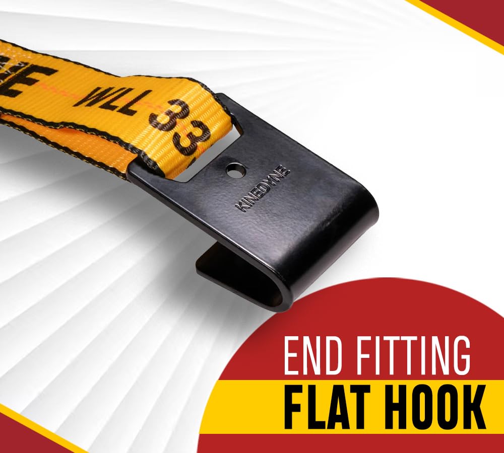 Mytee Products 10 Pack Kinedyne Ratchet Straps with Flat Hooks, 2" x 30' Ratchet Straps Yellow | 10,000 Lbs Breaking Strength | Tie-Down Ratchet Straps for Flatbed, Truck, Trailers Pickup