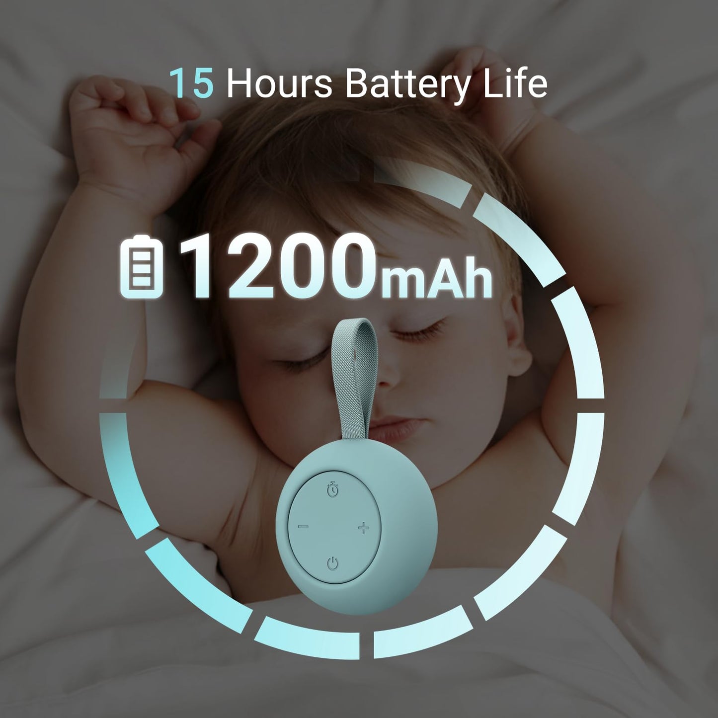 Portable Baby Sound Machine [White Noise for Babies Kids Adults][Sleep Soother][Timer Function][12 Soothing Sounds] 15 Hours Battery Life, Registry Gift,Shower,Clips on Baby Stroller.Slate