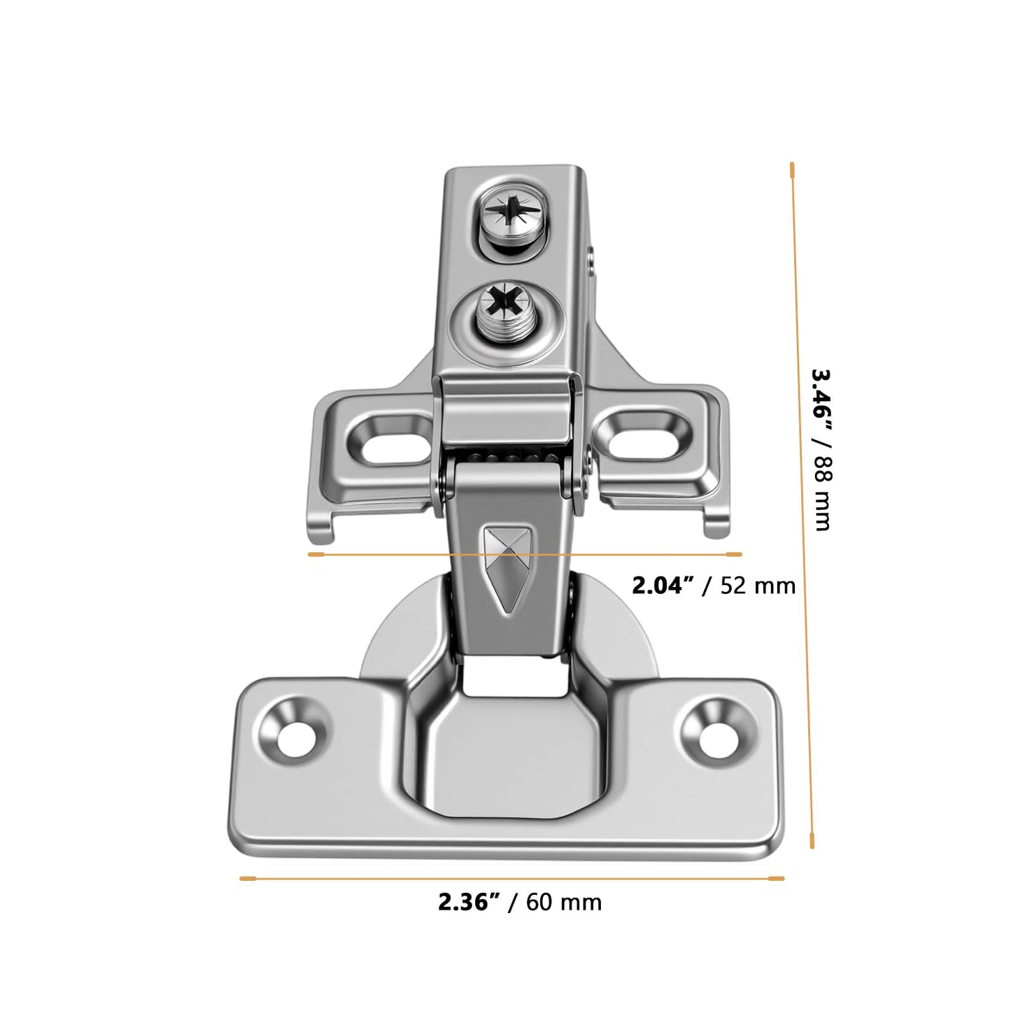 YAUFWUA 30 Pack Soft Close Cabinet Hinges, 1/2 Inch Overlay Hydraulic Concealed Hinges for Kitchen Cabinets, 110° Opening Angle, Cold-Rolled Steel Silver with Screws