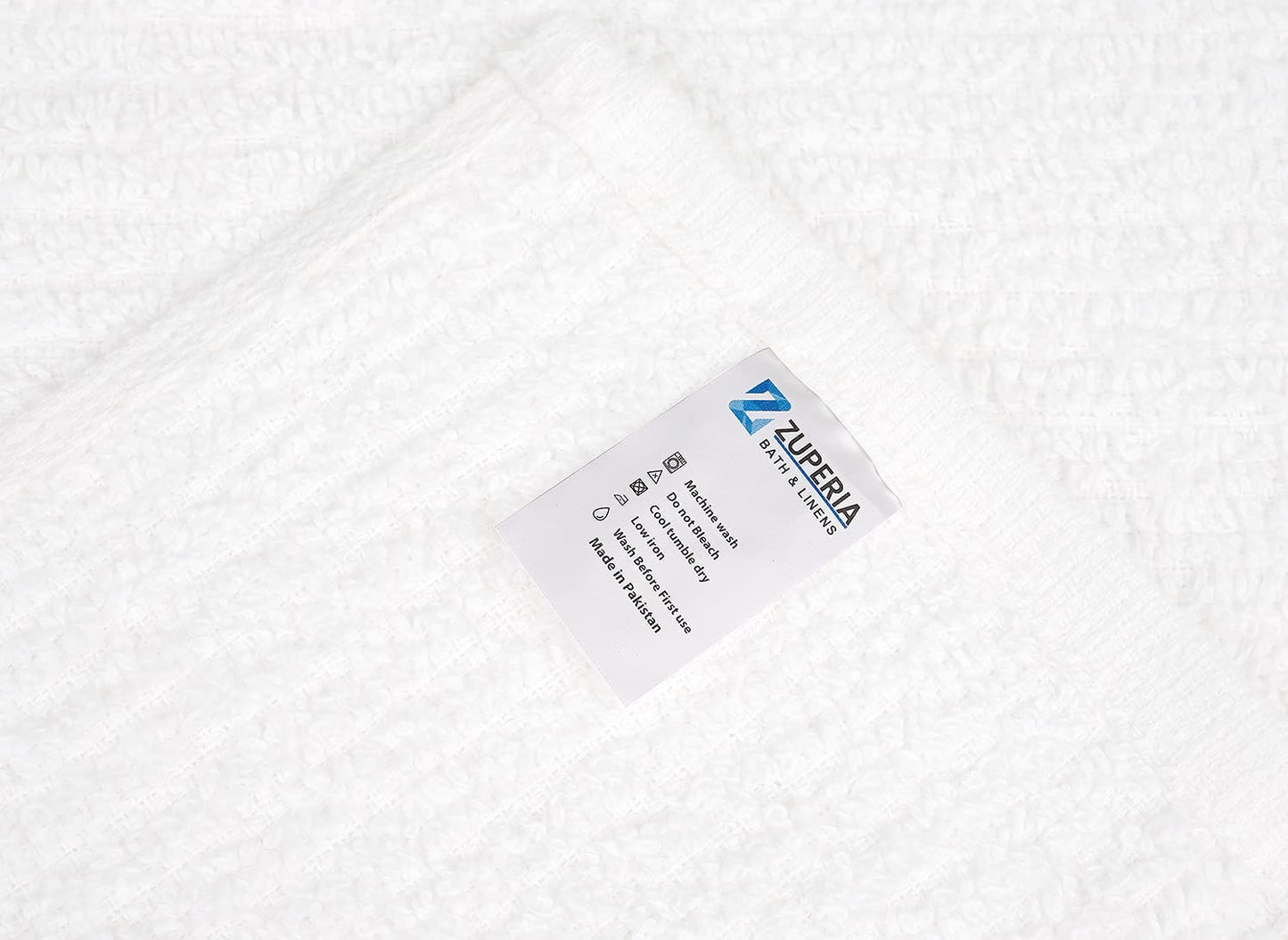 ZUPERIA Bar Mop Kitchen Towels - Pack of 12 (16"x19”) 100% Ring Spun Cotton - Dish Washcloths For Superb Cleaning and Less Lint - Highly Absorbent Dish Cloths and Dish Towels For Everyday use (White)