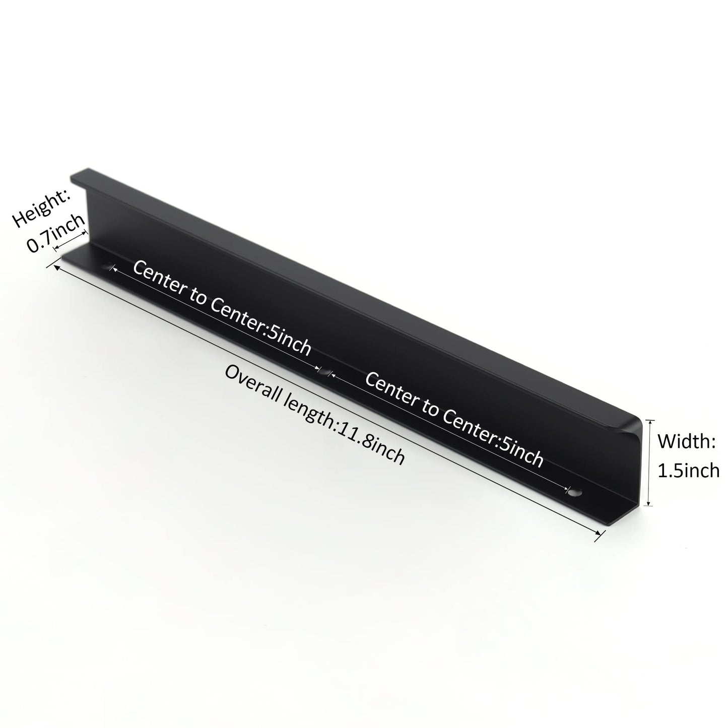 Satanga Edge Black Finger Pull for cabinets Kitchen Concealed Drawer pulls Aluminum Flat Hidden Back Mount Door Long Handle for Home 10Pack Modern 10" Hole Center Easy Installation