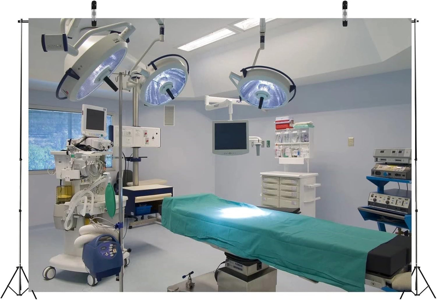 BELECO 5x3ft Hospital Backdrop Fabric Operating Room Backdrop Doctor Surgery Anesthesia Bed Sickbed Medical Equipment