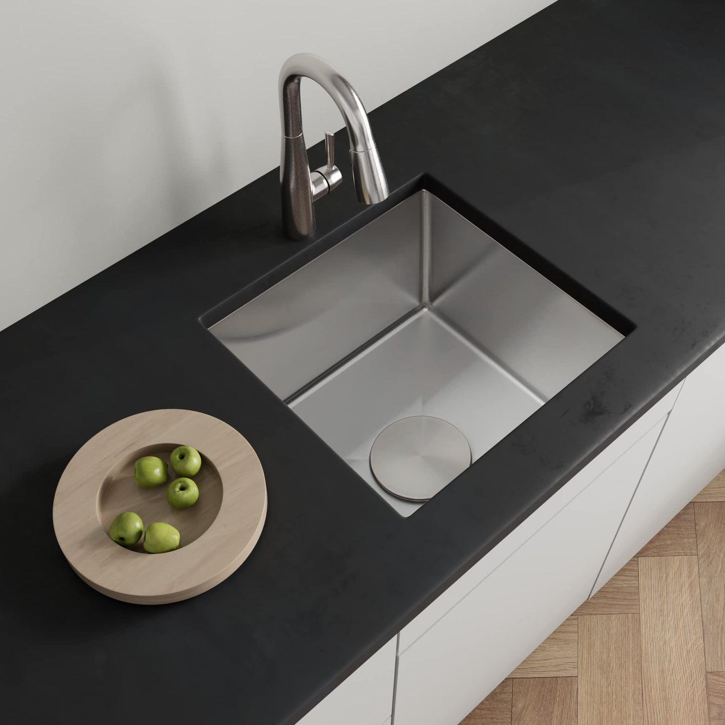 LQS Oval Stainless Steel RV Sink, Small Bathroom Kitchen Sink, 5.12" Depth, RV Kitchen Bar Sinks with Sinks Drain Assembly (Stainless Steel, 15" x 15" x 10")