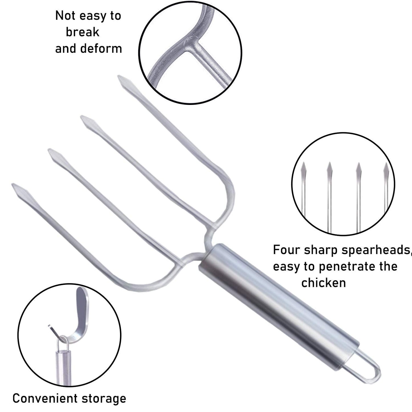 Stainless Steel Poultry Lifters Set of 2.Meat Fork, Roaster Poultry Fork, Carving Forks, Transfer Chicken or Ham Easily