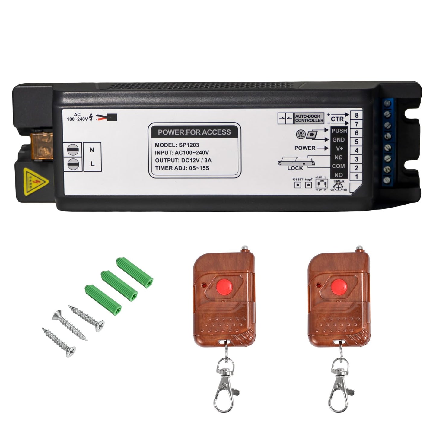 Access Control System Kit with IP68 Waterproof Metal Touch Keypad, 1200LB Magnetic Lock, Zinc Alloy Exit Button, 2 Remote Controls and Tuya App Remote Access