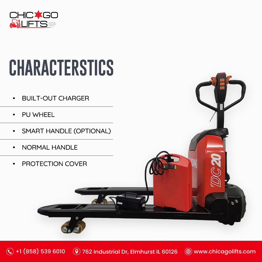Chicago Lifts Electric Pallet Jack 4400lbs Capacity Economy Pallet Truck Lithium Battery Type Jack 48" x27" Fork