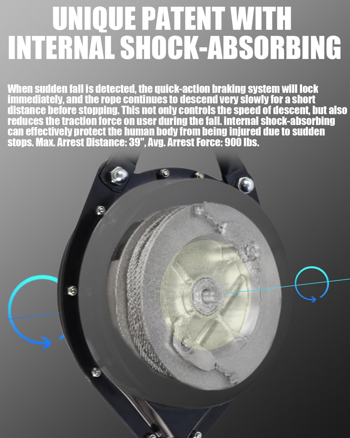 [Internal Shock Absorber] Self Retracting Lifeline Shemior 50FT SRL, Retractable Safety Lanyard, No Tangle+Aviation Grade Galvanized Steel Cable, Fall Arrest Roofing Gear, ANSI Compliant