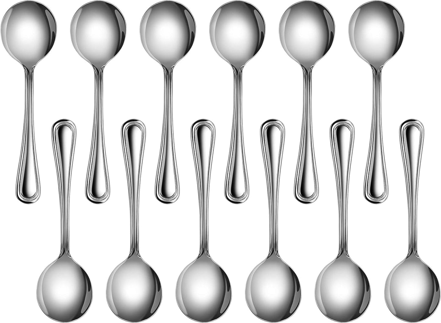 New Star Foodservice Slimline Pattern 18/0 Stainless Steel Bouillon Spoon, 5.7-Inch, Set of 12, Commercial Grade
