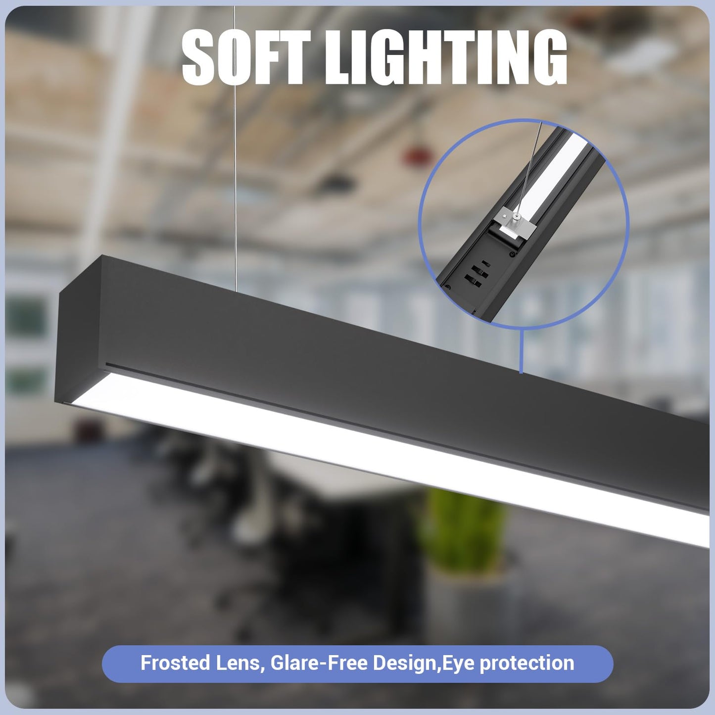 8FT LED Linear Lights 100/90/80/70/60W Up and Down Light, 3000K/4000K/5000K 8 Feet Commercial Linkable Shop Lighting for Office Garage Shop Dining Room bar, 0-10V Dimmable 8’ Architectural Fixture,ETL