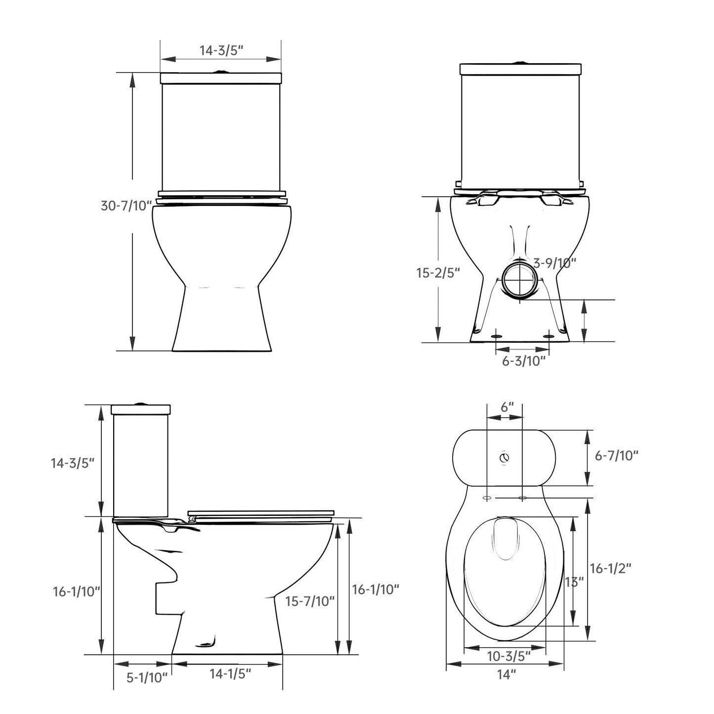 SUPERFLO 750W Macerating Toilet System Powerful Macerator Toilet Pump with 4 Water Inlets for Toilets, Sink & Shower, Upflush Toilet for Basement, Garage & Small Bathrooms - Easy Installation