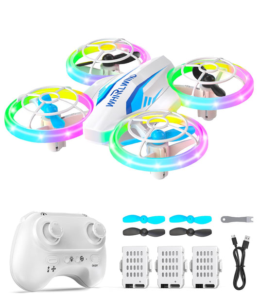 TURN RAISE Mini Drone for Kids & Beginners - RC Quadcopter with Colorful LED Lights, 360° Flips, 3 Batteries 27 Min Flight, 2 Speed Modes, One Key Take Off, Indoor Flying Toy Gift for Boys Girls