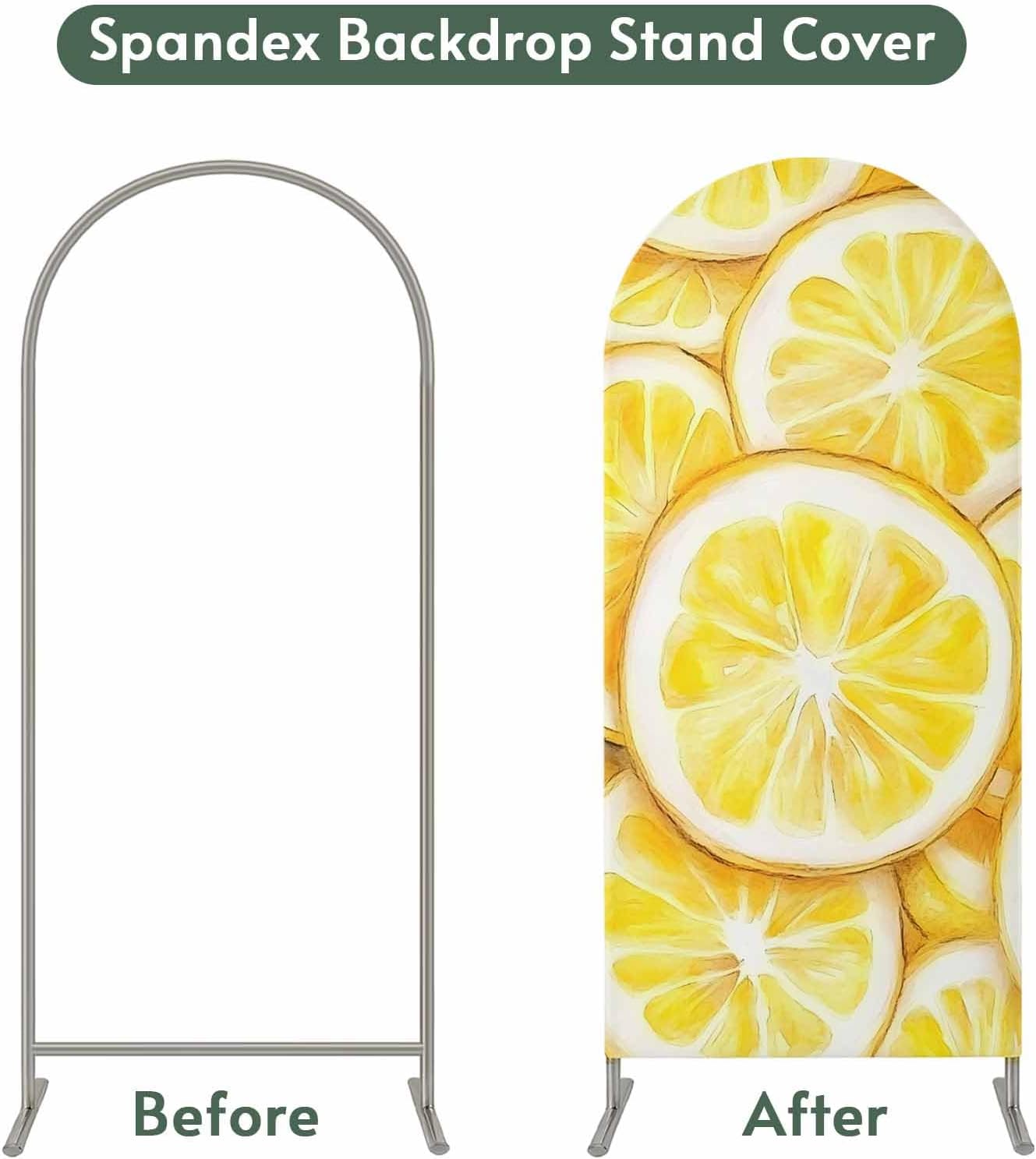 Jnbasdffb Summer 7.2 Lemon Wedding Arch Cover, Stretchy Spandex Arch Backdrop Stand Covers FT, Modern Oil Painting