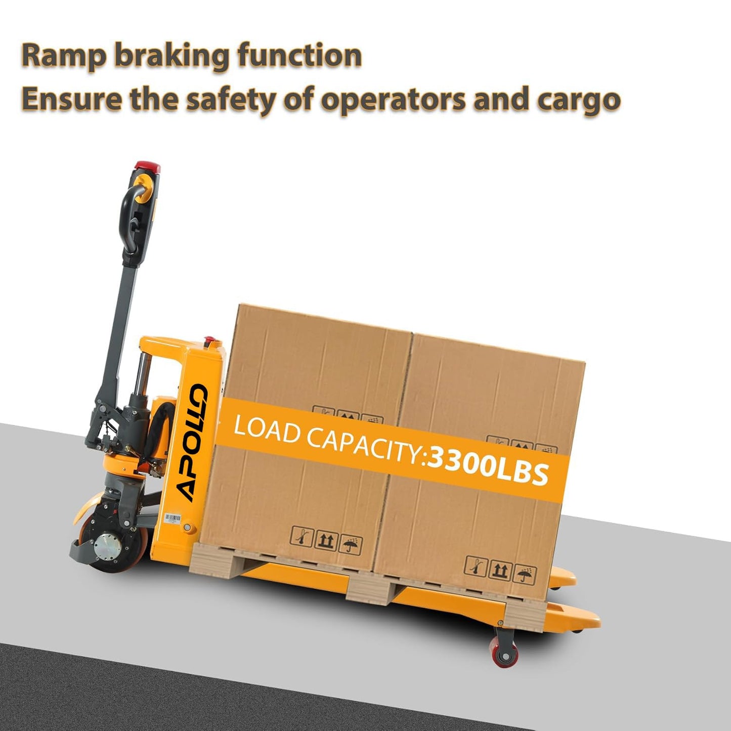 APOLLOLIFT Electric Pallet Jack Truck, 3300Lbs Capacity Powered Pallet Truck 48" x 27" Forks, Lithium Battery Pallet Lift with Multi-Function Handle 2PC