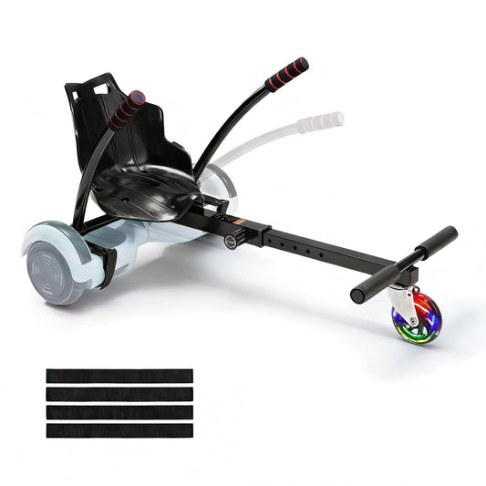VEVOR Hoverboard Seat Attachment with LED Lights, for 6.5" 8" 8.5" 10" Hoverboards, Adjustable Frame & Grips Control, 220 LBS Load Capacity, Hoverboard Go Karts Accessory for Kids and Adults