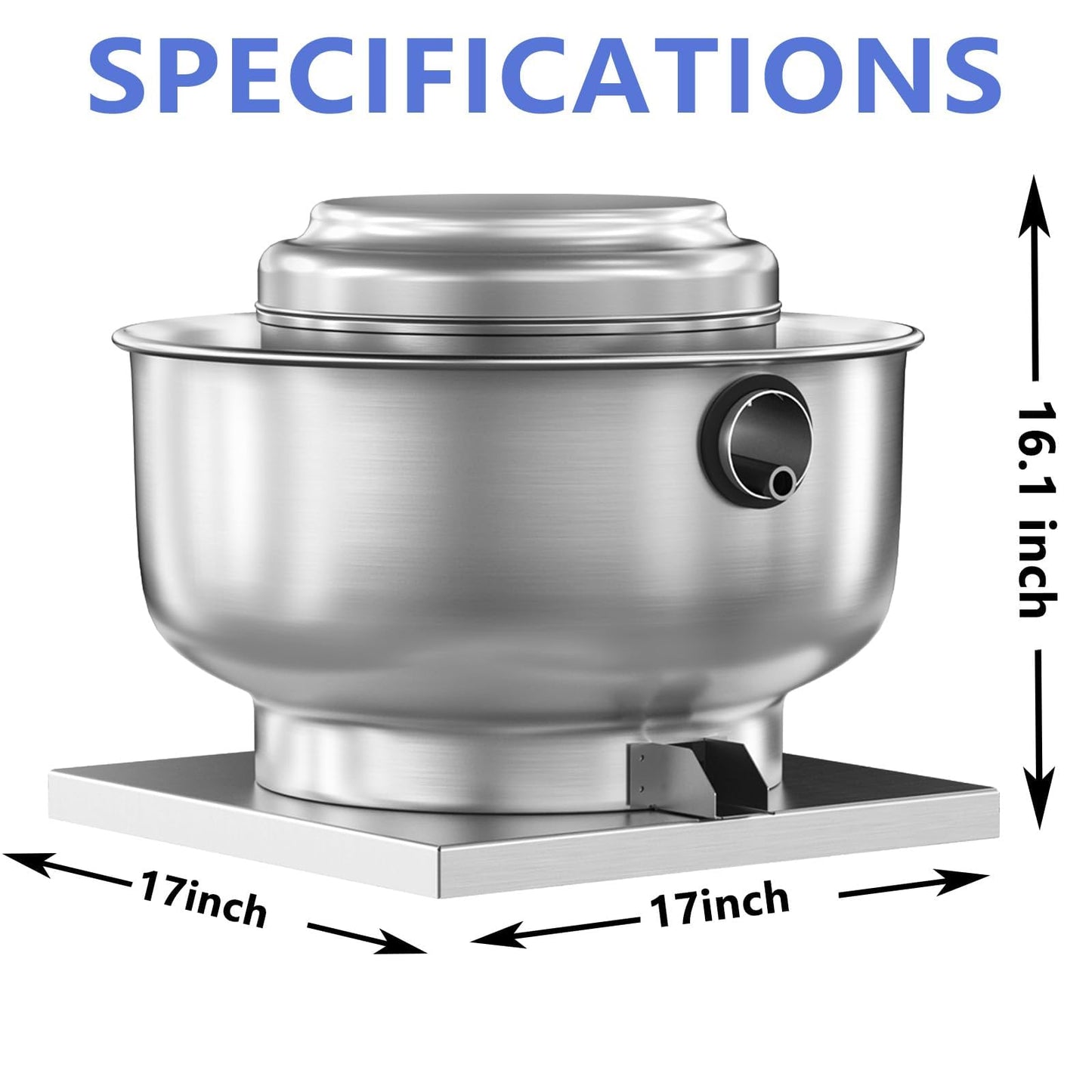 FICBXRA Restaurant Canopy Hood Grease Rated Exhaust Fan- Food Truck High-Speed Direct Drive Centrifugal Upblast Exhaust Fan 1/6 HP 110 Volt Single Phase Motor 800 CFM