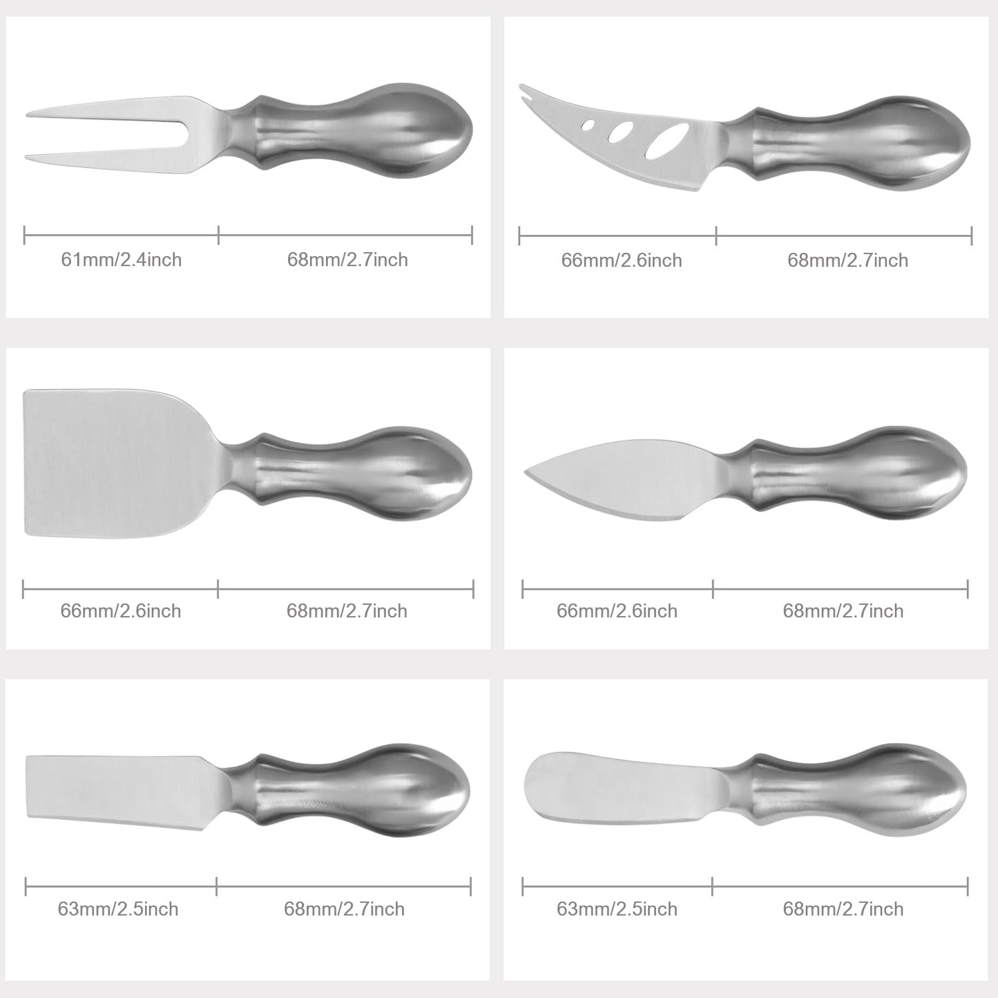 WoneNice Cheese Knife Set, 6-Piece Stainless Steel Knives for Charcuterie, Gift for Mother's Day Wedding Housewarming Christmas