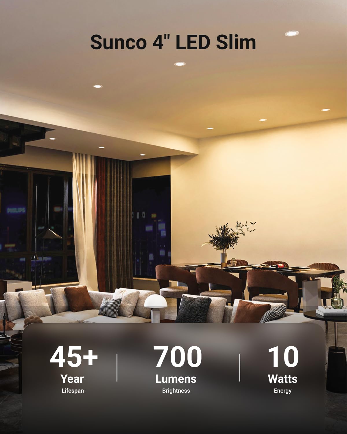 Sunco 24 Pack 4 Inch Ultra Thin LED Recessed Ceiling Lights Slim, 6000K Daylight Deluxe, Dimmable 10W, Canless Wafer Thin with Junction Box.