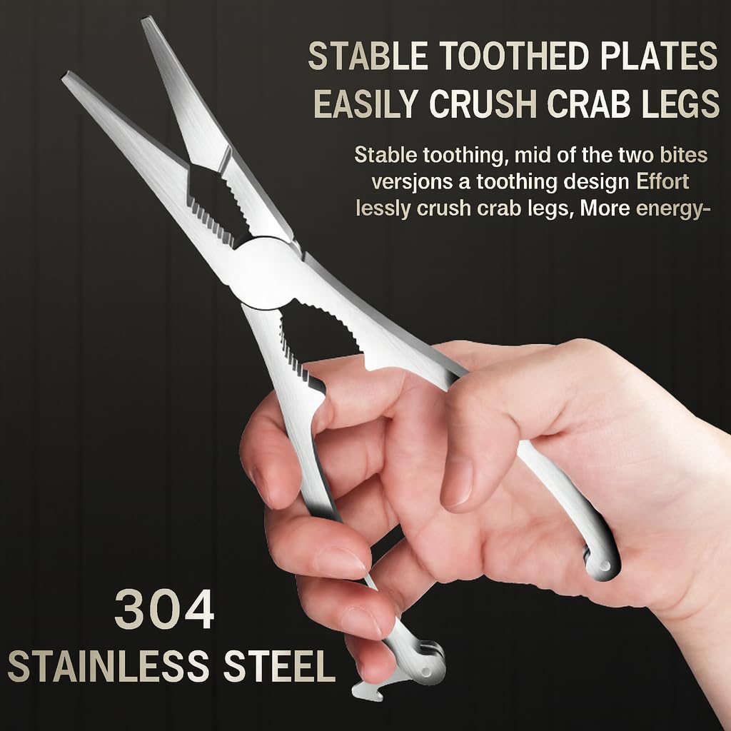 Premium Seafood Cracker Set – Stainless Steel Crab Leg Crackers, Lobster Sheller Scissors & 3 Forks with Storage Box – Heavy-Duty Tools for Crab, Lobster, Shellfish, Nuts