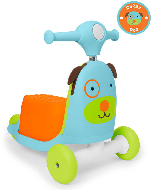 Skip Hop 3-in-1 Baby Activity Push Walker & Ride On Scooter Toy, Dog