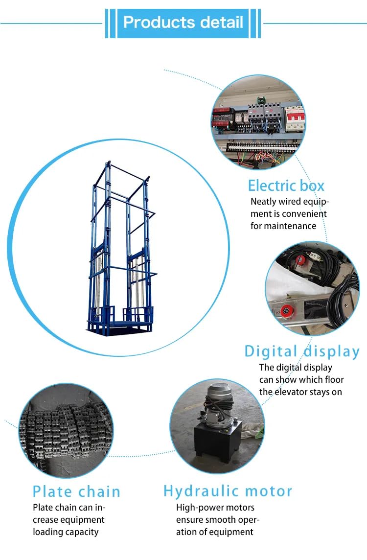Customized Hydraulic Cargo Lift, 2200lbs 1 Ton Goods Lift for Warehouse, 2m x 2m Platform Material Lift, Heavy Duty Mezzanine Freight Lift Alternative for Industrial Factory (9.8FT Lifting Height)