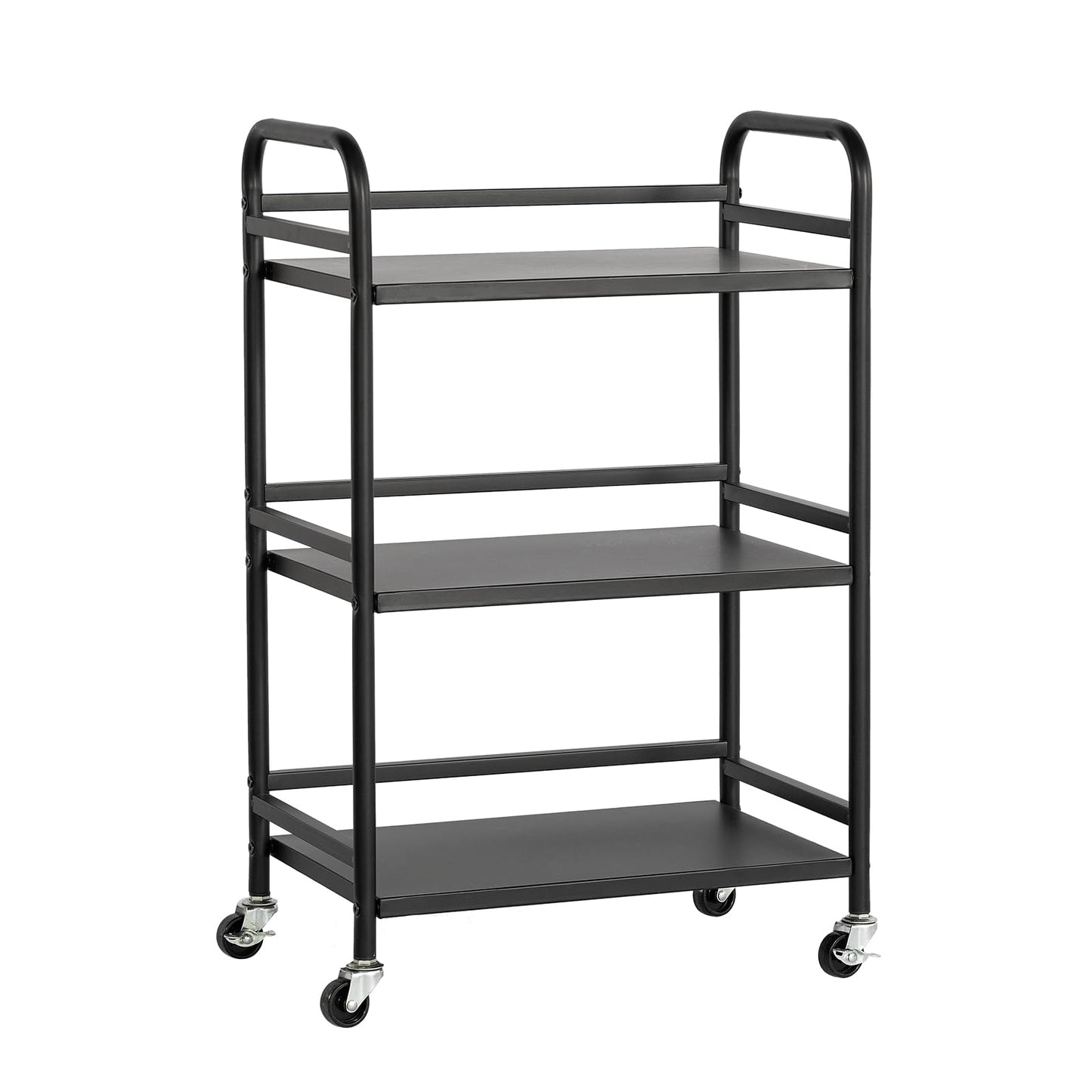 DCLRN 3 Tier Rolling Cart,Storage Organizer Cart,Multifunctional Storage Shelves,Rolling Metal Organization Cart with Handle and Lockable Wheels,for Home,Office,Kitchen,Bathroom(Black)