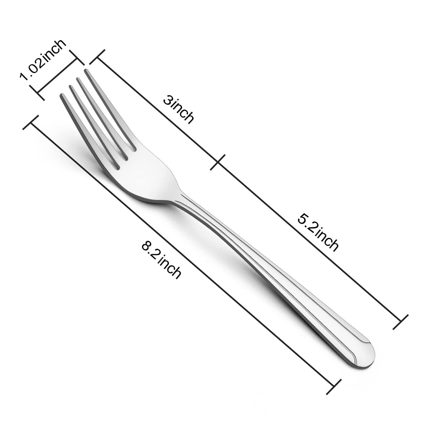 BEWOS 36-Piece Dinner Fork Set, 8.2-Inch Stainless Steel Silverware, Mirror Polished, Dishwasher Safe, For Home, Kitchen or Restaurant
