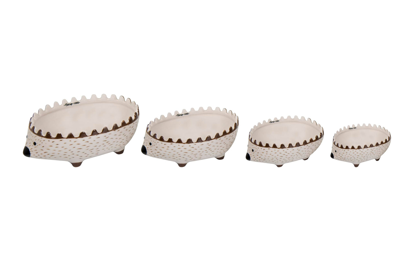 Creative Co-Op Hand Painted Stoneware Hedgehog Measuring Cups (Set of 4 Sizes)