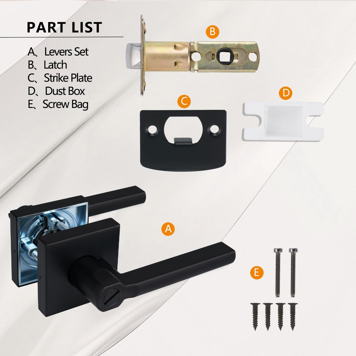 (10Pack) Bed/Bath Room Door Lever for Privacy Bathroom and Interior Door Door Lock Handle in Aged Matt Black, HD1601-DB-BK-10P