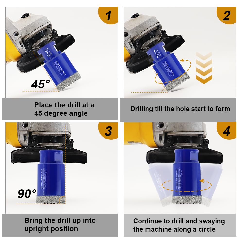 Diamond Core Drill Bits Set 10PCS - DARTOTEK Tile Hole Saw Kit (6/8/10/25/35/50/65mm/10mm/2/HEX for Porcelain, Ceramic Tile, Granite, Marble, Masonry