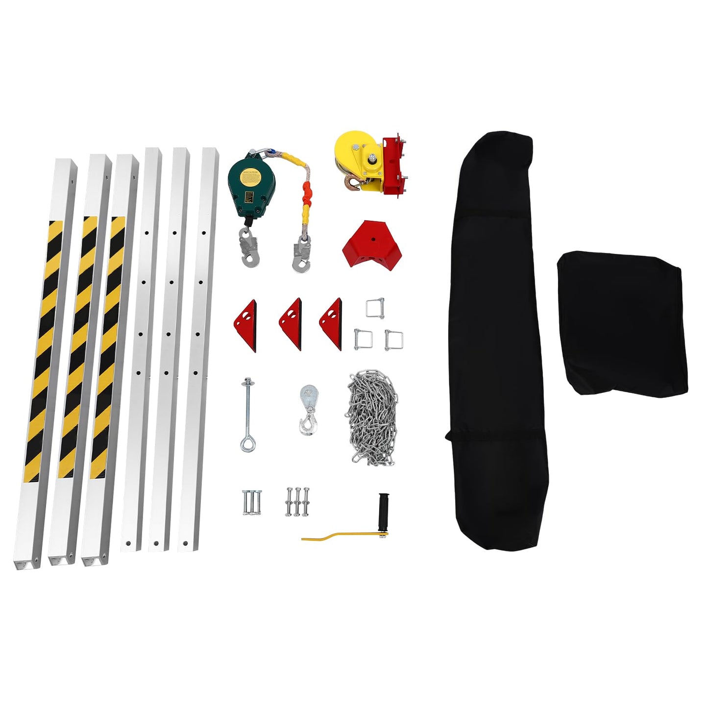 Confined Space Tripod Kit, Rescue Tripod with Winch Mount and Long Steel Wire, Adjustable Rescue Tripod Fall Arrester Triangular Support Bracket and Ring Protection Chain