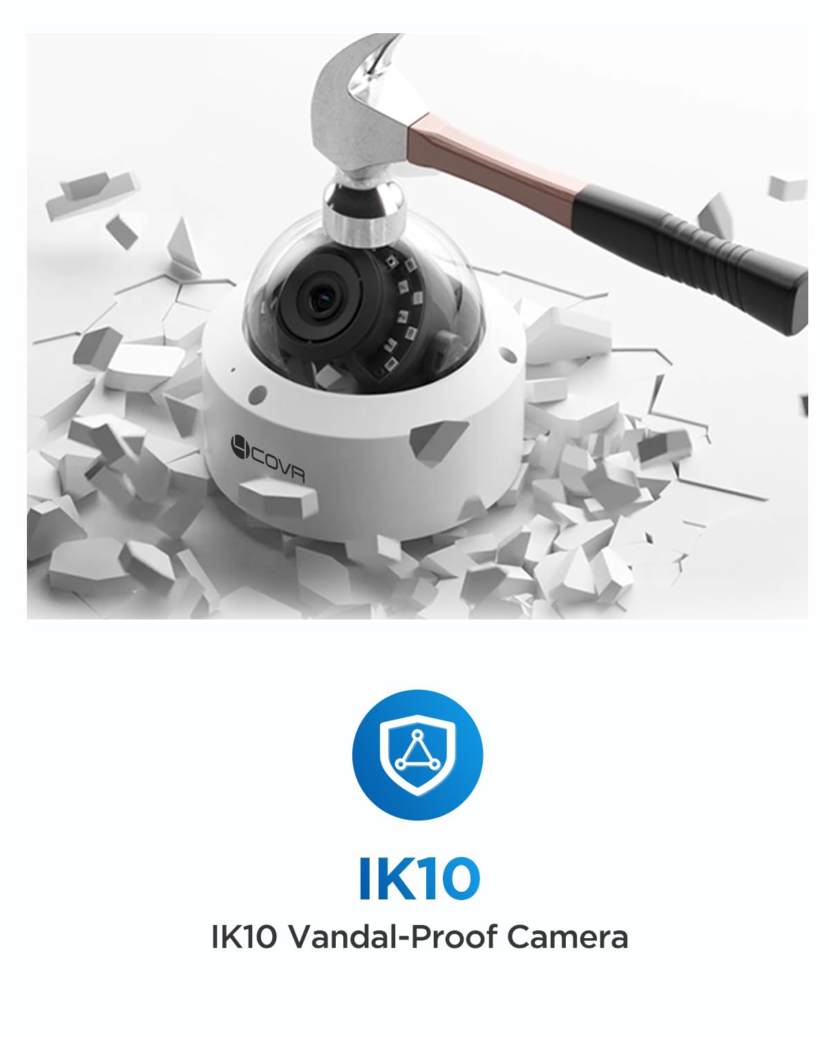 4COVR PoE Security Camera System, 8X 5MP IK10 Vandal-Proof IP67 Dome IP Camera with Audio, 8CH 4K NVR 2TB HDD, AI Human Vehicle Detection & Night Vision, 24/7 Home Recording, LY54AX5M0808