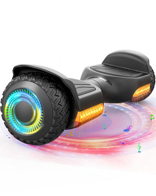 Gyroor Self Balancing Scooter New G13 All Terrain Balancing Scooter with LED Lights, Self Balancing Off Road with Bluetooth for Kids ages 6-12 and Adults-Black