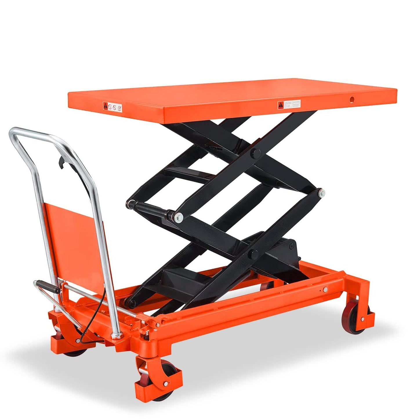 Tory Carrier Double Scissor Lift Cart 1760 Lb. Capacity, Hydraulic Lift Table Cart 59" Lifting Height, Manual Scissor Lift Table 4 Wheels, Foot Pump, Elevating Cart for Material Handling