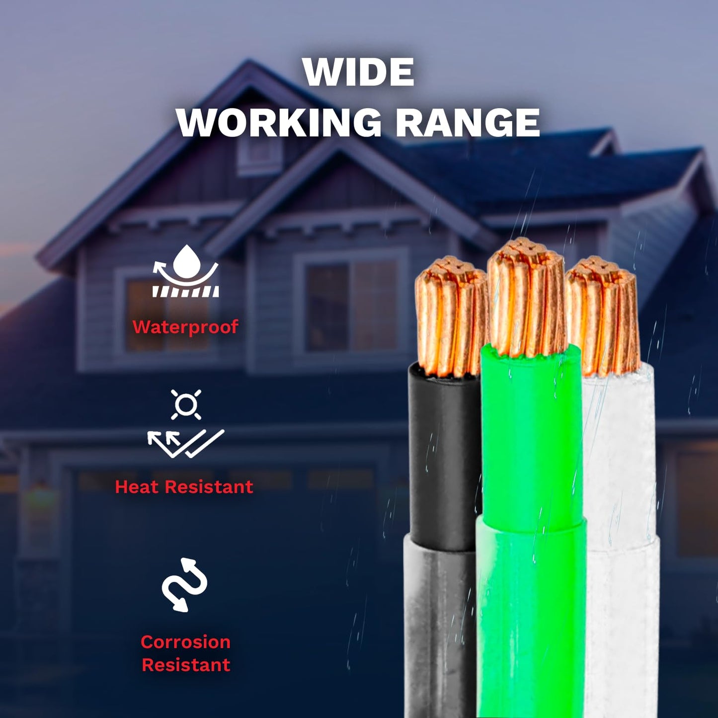 VN Infinite quality 12 AWG THHN Wire 3 Conductors (Black White Green) Stranded Copper THWN Twisted 12 Gauge with Ground 600V Wire Nylon Jacket for Residential, Commercial, Industrial Wiring 100FT