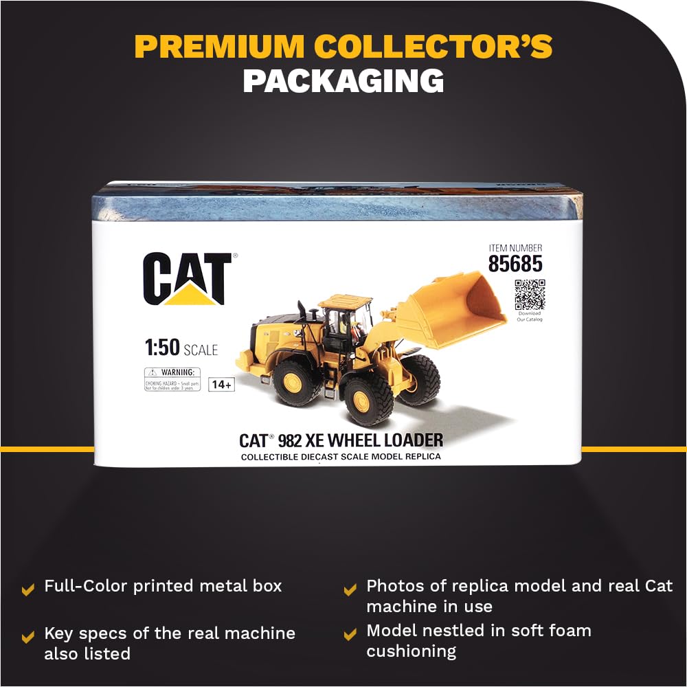 Diecast Masters 1:50 Scale Caterpillar 982 XE Wheel Loader | High Line Series Cat Trucks & Construction Equipment Model 85685